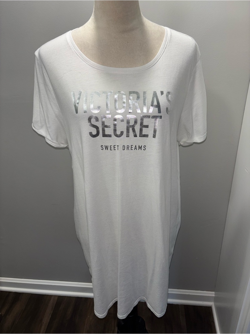 Victoria's Secret White Metallic Logo Sleep Tunic